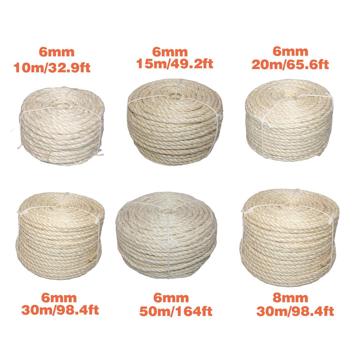 Vintage Burlap Rope Woven DIY Cat Climbing Scratch Rope 6-8mm Home Decoration - 6mm x 15m