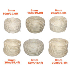 Vintage Burlap Rope Woven DIY Cat Climbing Scratch Rope 6-8mm Home Decoration - 6mm x 15m