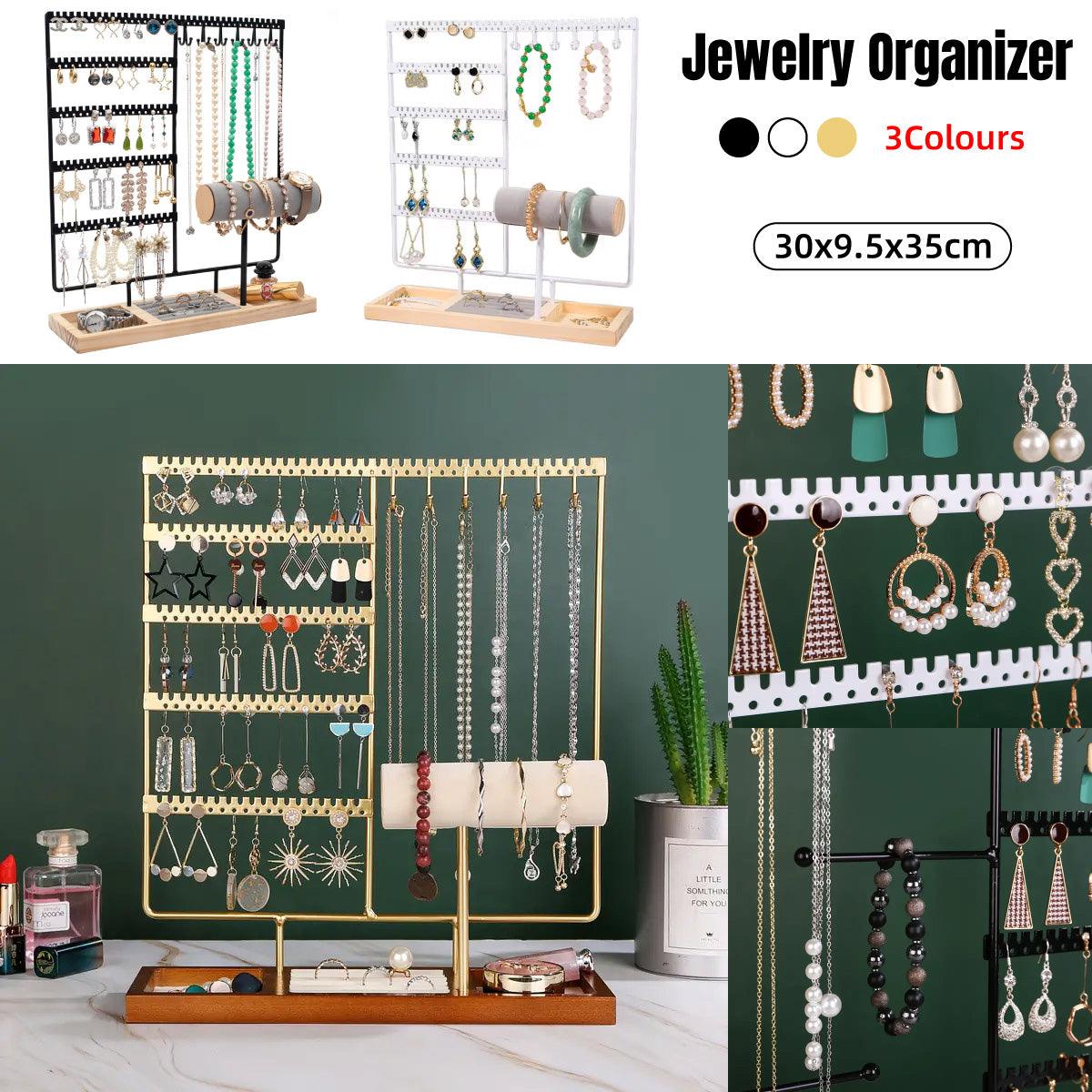 Jewelry Display Rack Earrings Organizer Stand for Jewelry Hangers Storage Holder - White