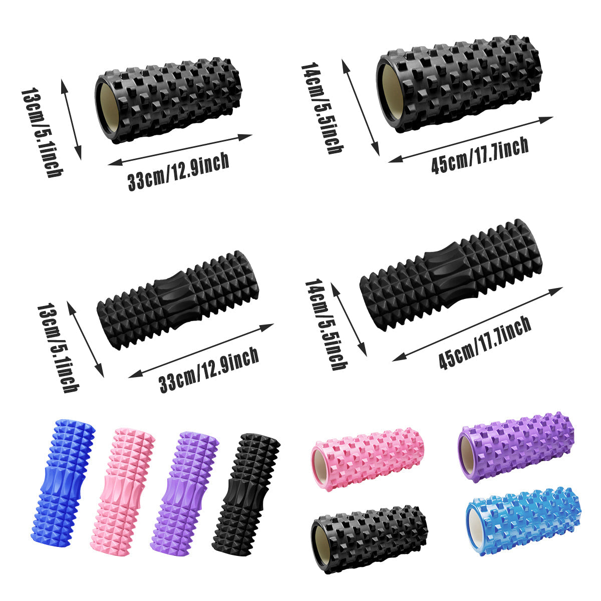 High Density EVA Foam Roller Yoga Massage Stick for Fitness - Crescent Style Pink-45cm