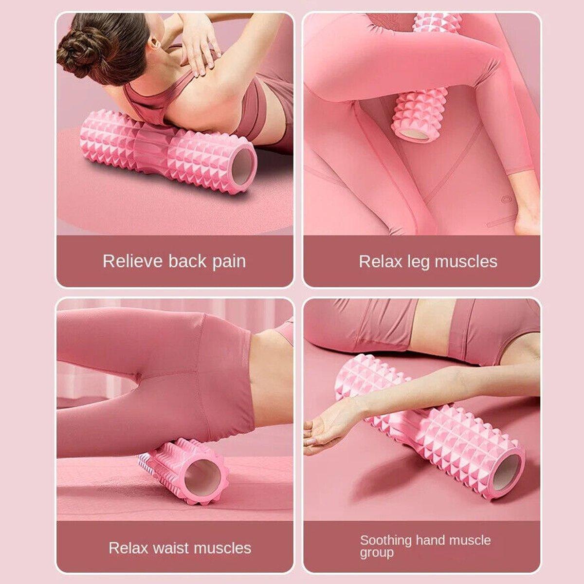 High Density EVA Foam Roller Yoga Massage Stick for Fitness - Crescent Style Pink-45cm
