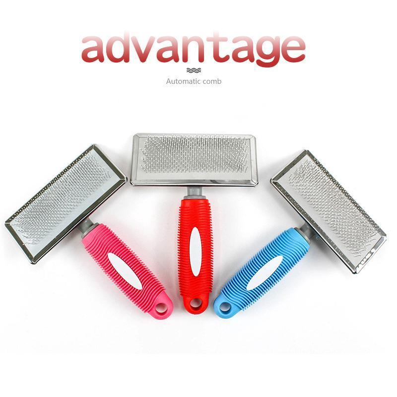M Size Hair Shedding Grooming Trimmer Comb Brush Slicker Undercoat Rake for Dog Cat - Red