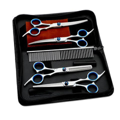 7PCS Pet Grooming Scissors Set Straight Curved Dog Cat Cutting Thinning Shears
