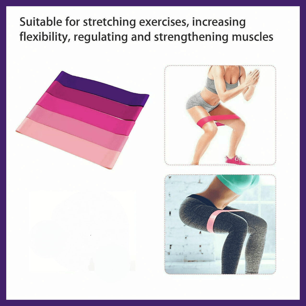 Exercise Resistance Bands Loop Power Strength Training Fitness Yoga Pilates Gym - Purple (600*50*1.1MM)