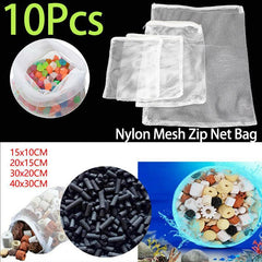 10Pcs Nylon Mesh Bags for Aquarium Pond Filter Media - 15CMx20CM