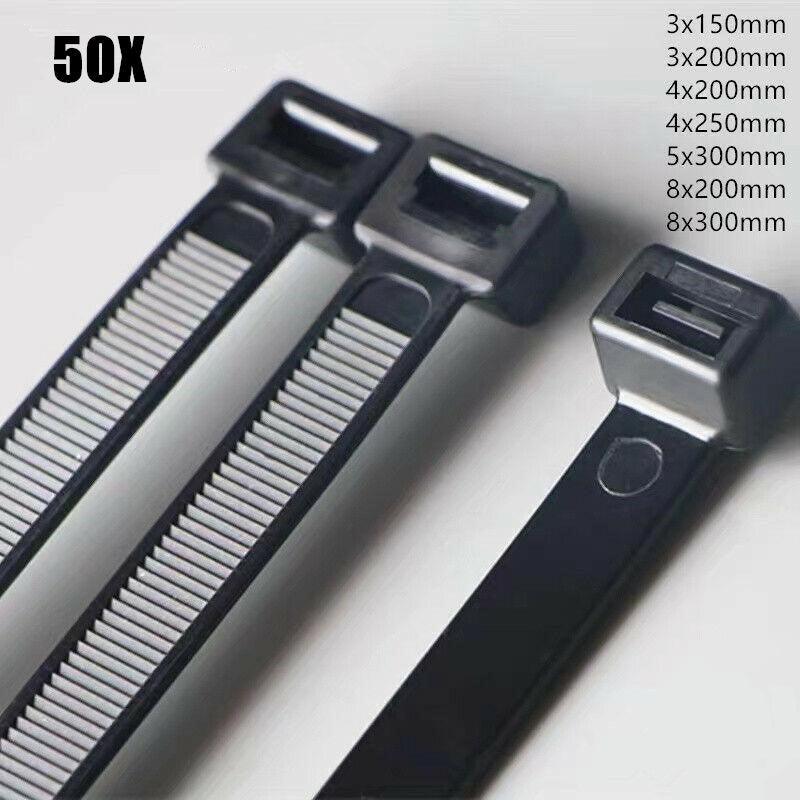 50X Cable Ties Zip Ties Nylon Uv Stabilised Black Cable Tie - 10*1200mm White