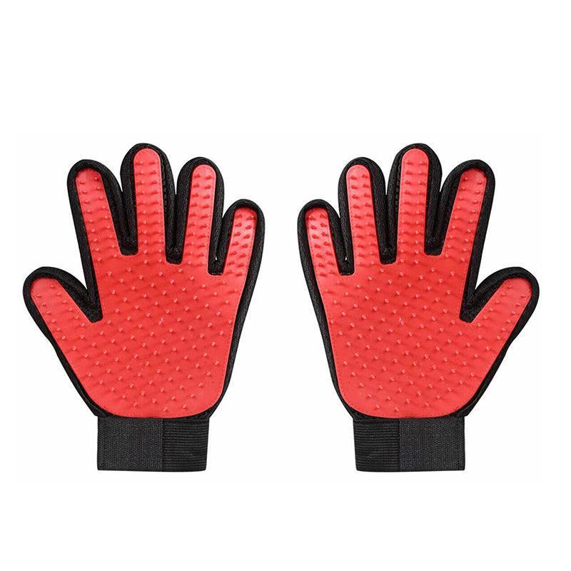 Pet Dog Cat Massage Hair Removal Grooming Comb Touch Cleaning Brush Magic Glove - Pink Left Hand