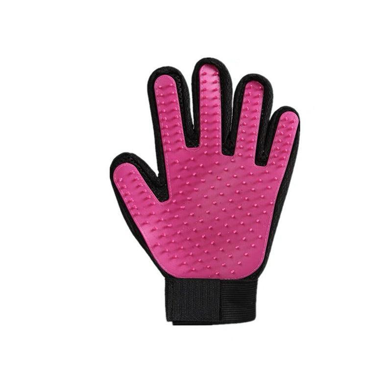 Pet Dog Cat Massage Hair Removal Grooming Comb Touch Cleaning Brush Magic Glove - Pink Left Hand