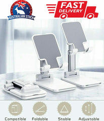 Foldable Adjustable Universal Desk Stand Holder For Mobile Phone Tablet Portable - Black
