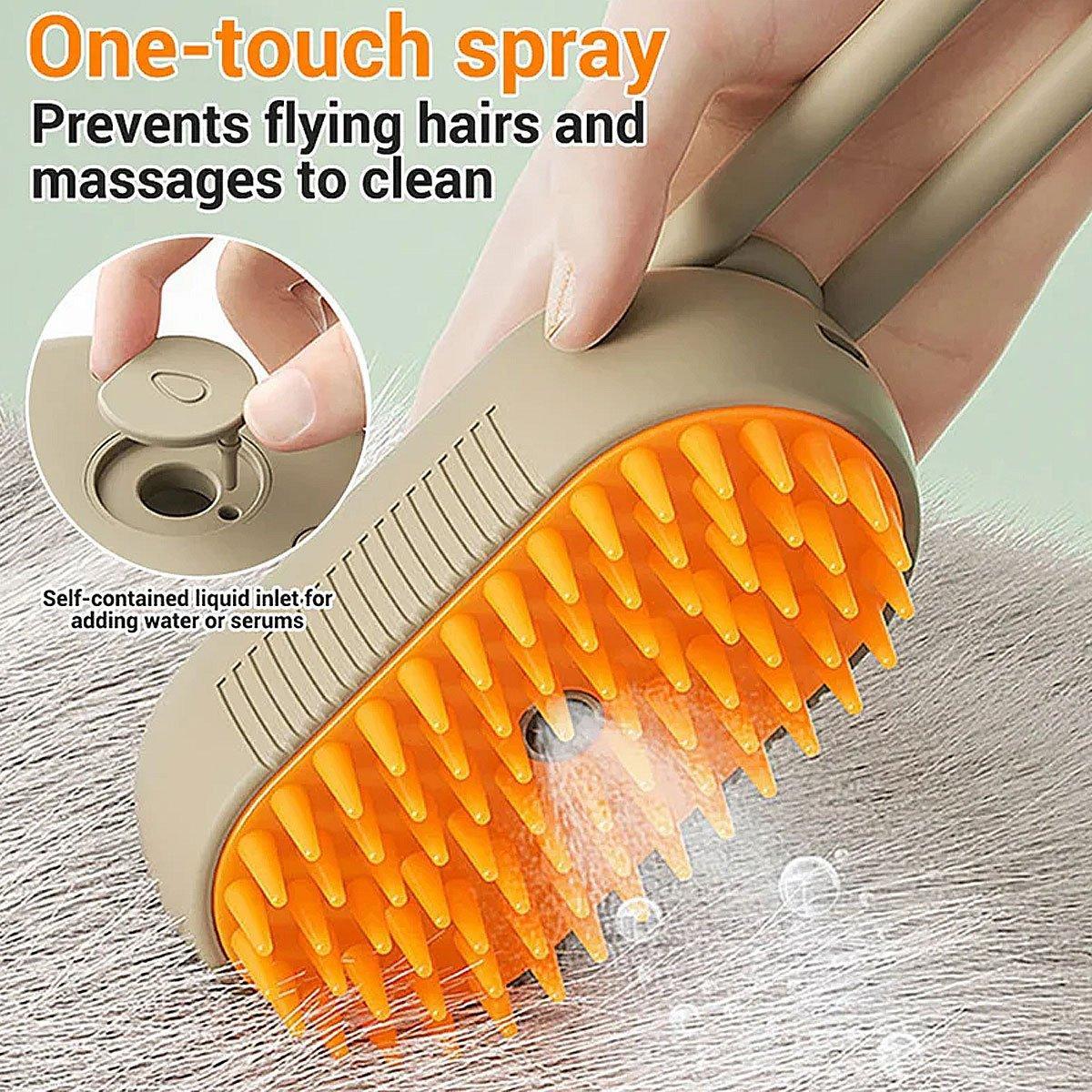 Mango Pet Massage Comb Spray Brush for Dogs Cats Grooming Shedding Detangler - White