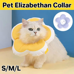 Elizabethan Cat Recovery Collar Anti Licking Pet Cone Protective Neck Ring - Yellow-M