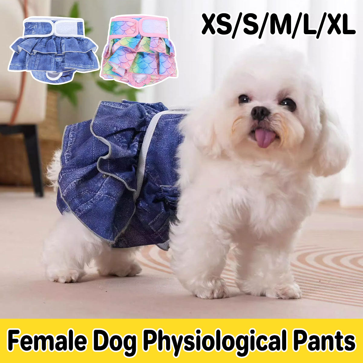 Pet Dog Diapers Female Pants Soft Breathable Underwear Reusable Sanitary Briefs - Mermaid - M