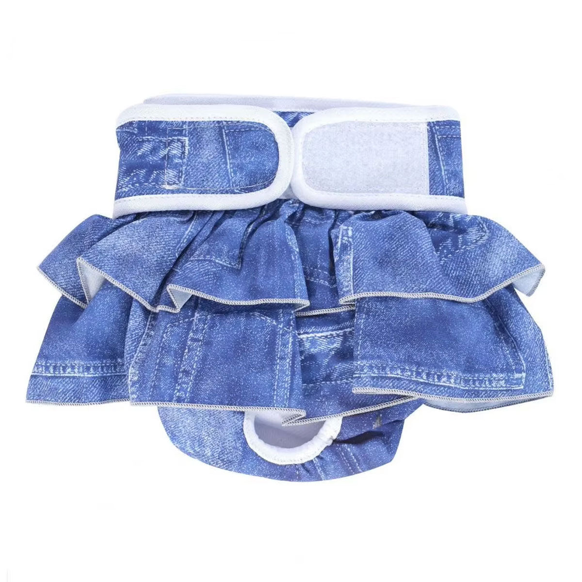 Pet Dog Diapers Female Pants Soft Breathable Underwear Reusable Sanitary Briefs - Denim Print - M