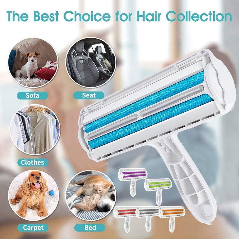 Pet Hair Remover Brush Dog Cat Fur Cleaning Roller Reusable Self Cleaning Tool - Grey