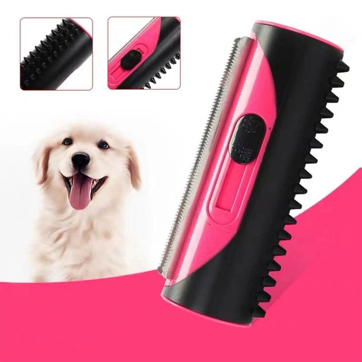 Pet Dog Cat Hair Fur Deshedding Shedding Trimmer Tool Grooming Roll Comb Brush - Yellow