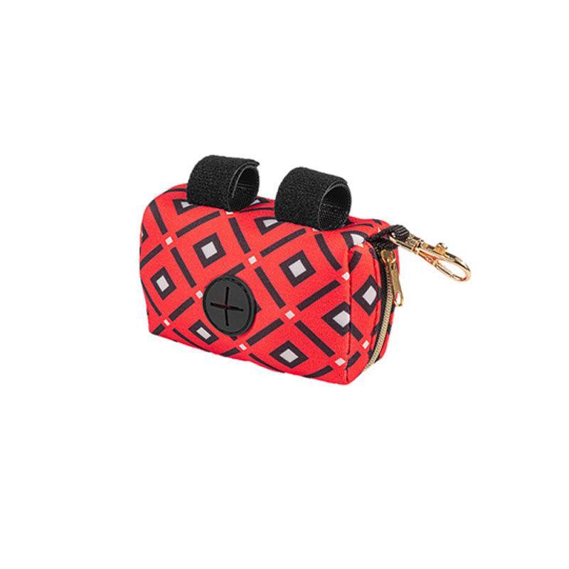 Pet Pouch Dog Poop Bag Container Dispenser Puppy Pick-Up Poo Waste Bags Holder - Red