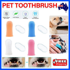 Dog Cat Super Soft Pet Finger Toothbrush Teeth Silicone Brush Care Cleaning - Clear