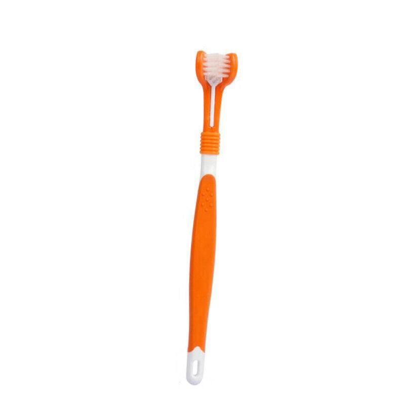 Three Sided Dog Toothbrush Pet Cat Teeth Cleaning Tool Oral Mouth Care Soft Bristle - Dark Green