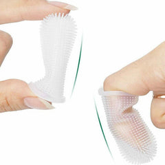 Dog Cat Super Soft Pet Finger Toothbrush Teeth Silicone Brush Care Cleaning - Blue