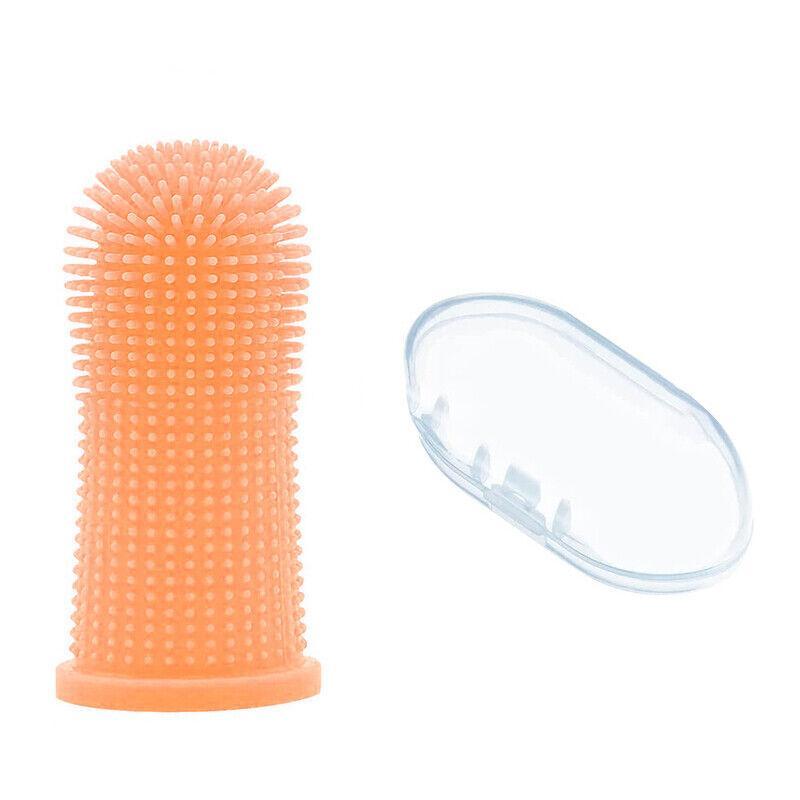 Dog Cat Super Soft Pet Finger Toothbrush Teeth Silicone Brush Care Cleaning - Blue