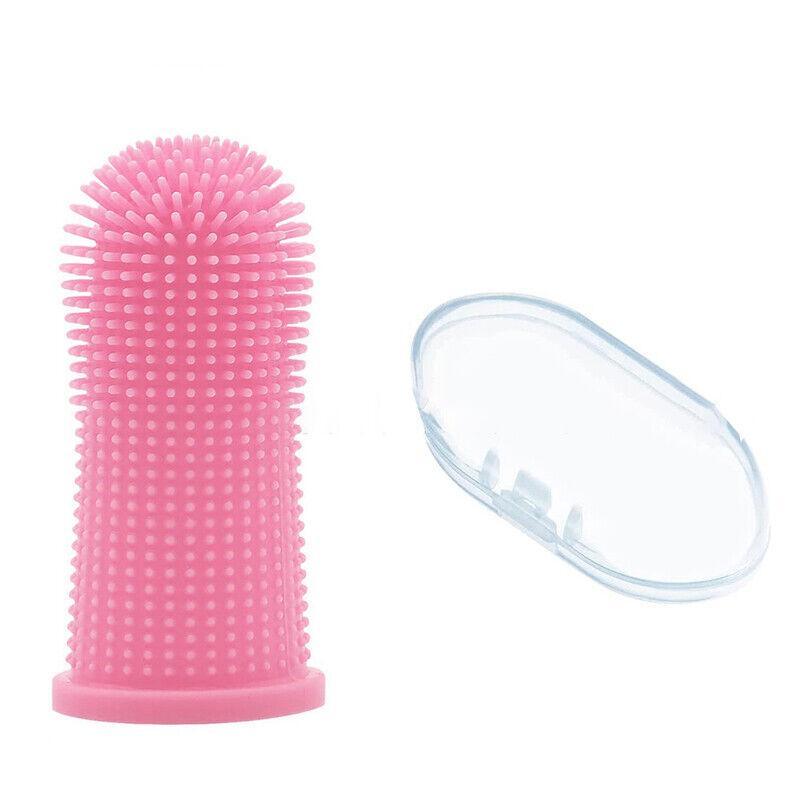 Dog Cat Super Soft Pet Finger Toothbrush Teeth Silicone Brush Care Cleaning - Blue