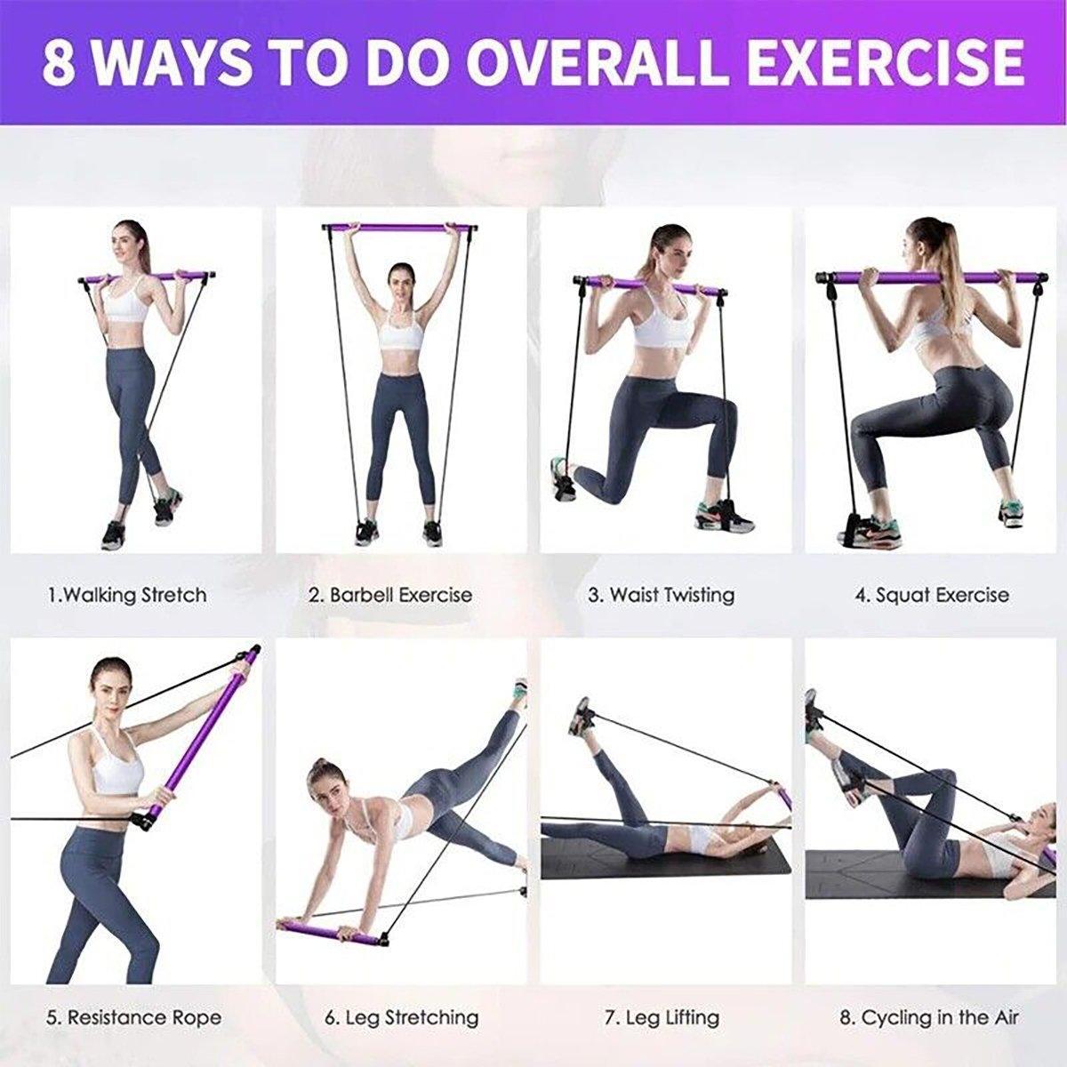 Multi-Purpose Pilates Stick Home Fitness Stretch Exercise Training Hip Rope