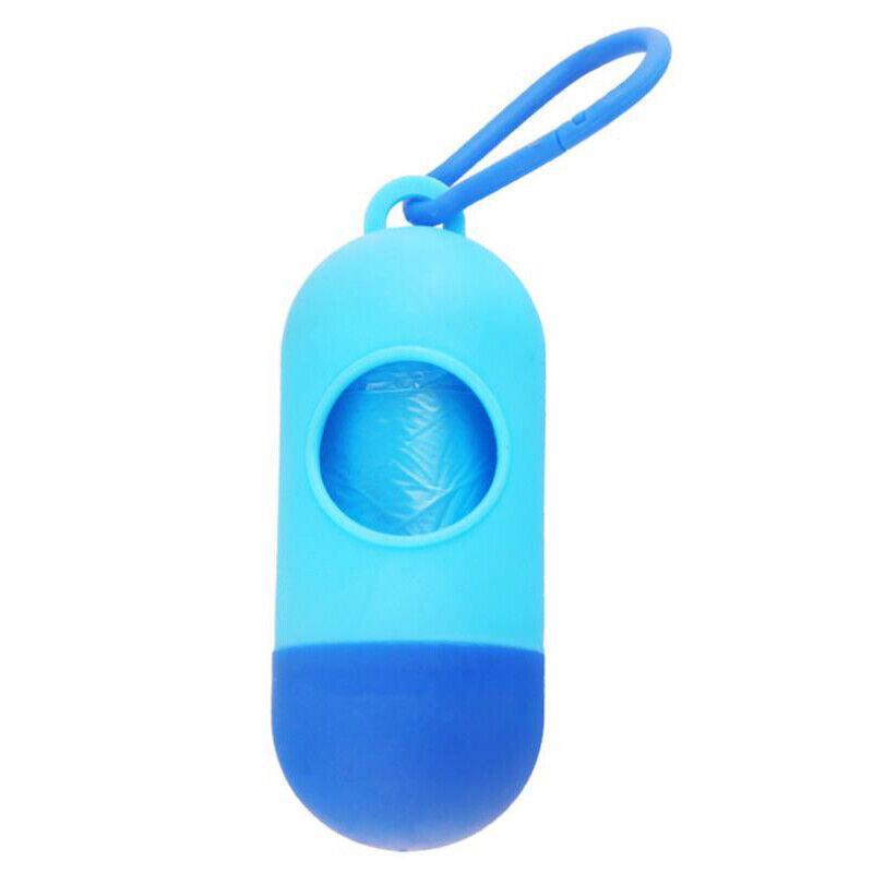 Portable Dog Waste Bag Dispenser with Refill Rolls for Pet Walking Cleanup - Blue