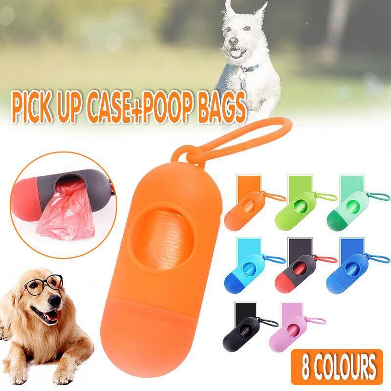Portable Dog Waste Bag Dispenser with Refill Rolls for Pet Walking Cleanup - Light Blue + Dark Blue