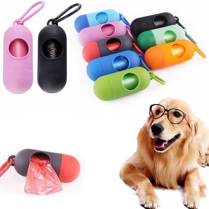 Portable Dog Waste Bag Dispenser with Refill Rolls for Pet Walking Cleanup - Light Blue + Dark Blue