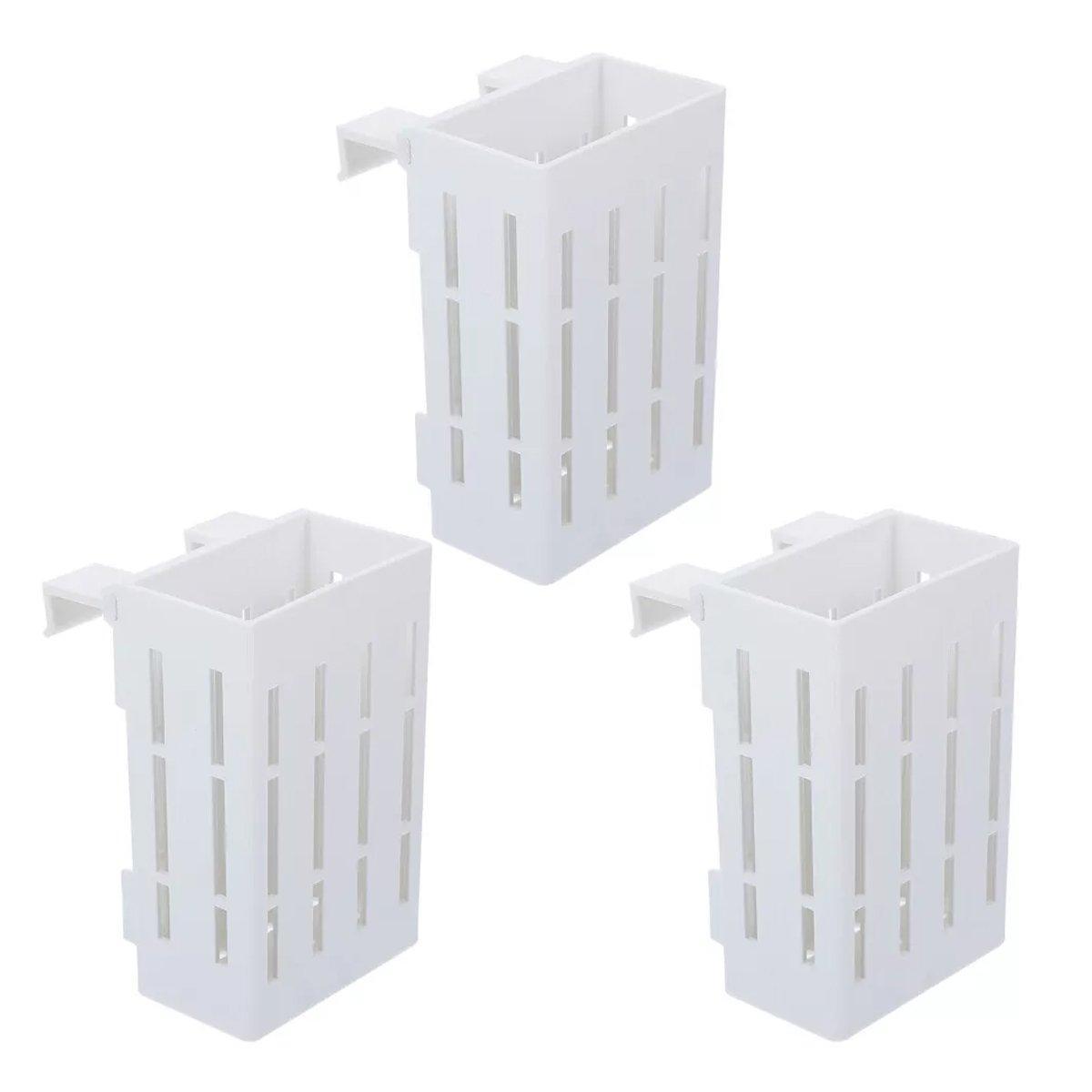 Hydroponic Plant Storage Rack Fish Tank Decoration Square Aquarium Basket Holder - White