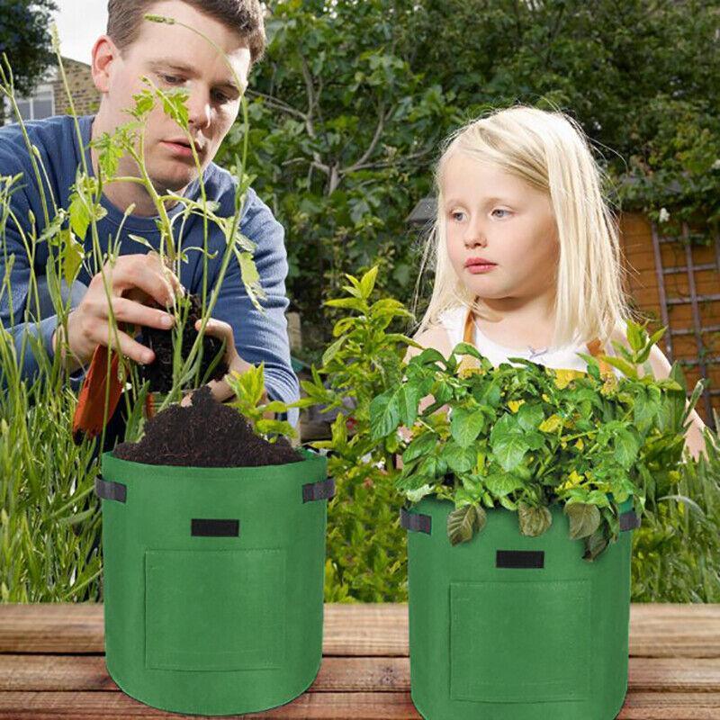 10 Gallon Potato Grow Planter Container Bag Pouch Root Plant Growing Pot Side Window - Black