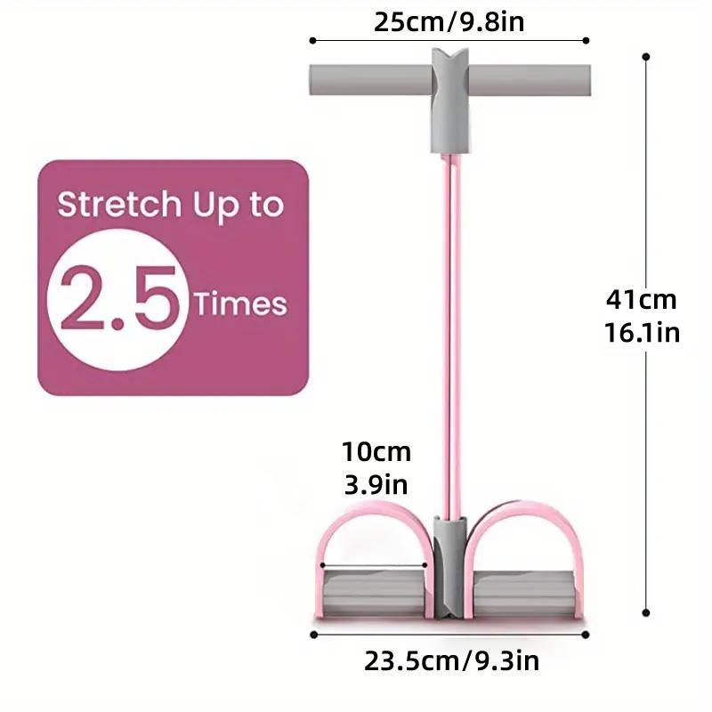 Multifunctional Foot Pedal Resistance Band Home Fitness Pulling Rope Exerciser - Pink
