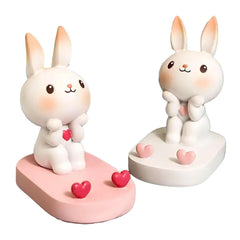 Cartoon Rabbit Phone Holder Desktop Stand Cute Mobile Phone Stand for Office - White