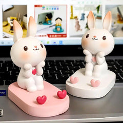 Cartoon Rabbit Phone Holder Desktop Stand Cute Mobile Phone Stand for Office - White