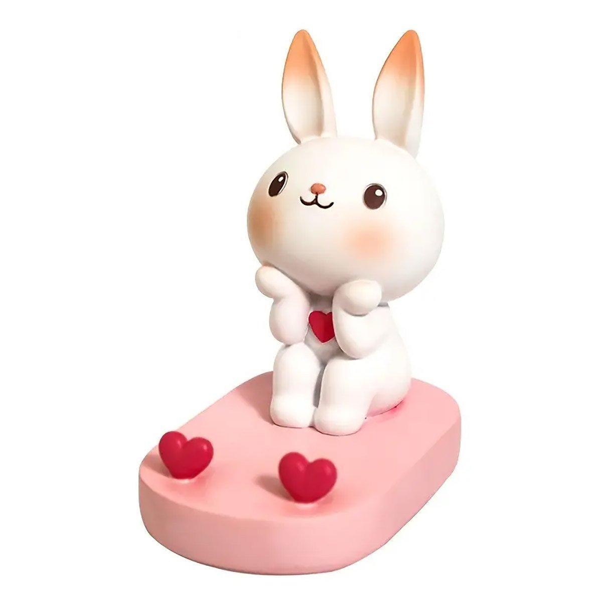 Cartoon Rabbit Phone Holder Desktop Stand Cute Mobile Phone Stand for Office - White
