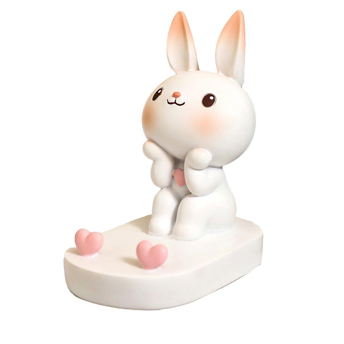 Cartoon Rabbit Phone Holder Desktop Stand Cute Mobile Phone Stand for Office - White