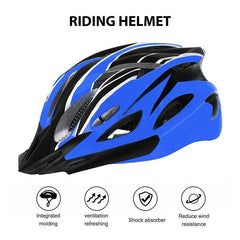 Lightweight Bicycle Helmet Adjustable Cycling Gear for Road or Mountain Bike Riding - Black Blue