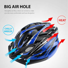 Lightweight Bicycle Helmet Adjustable Cycling Gear for Road or Mountain Bike Riding - Black Blue