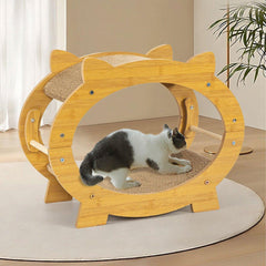 Durable Cat Scratcher Lounge Corrugated Scratching Wood Board - Oval