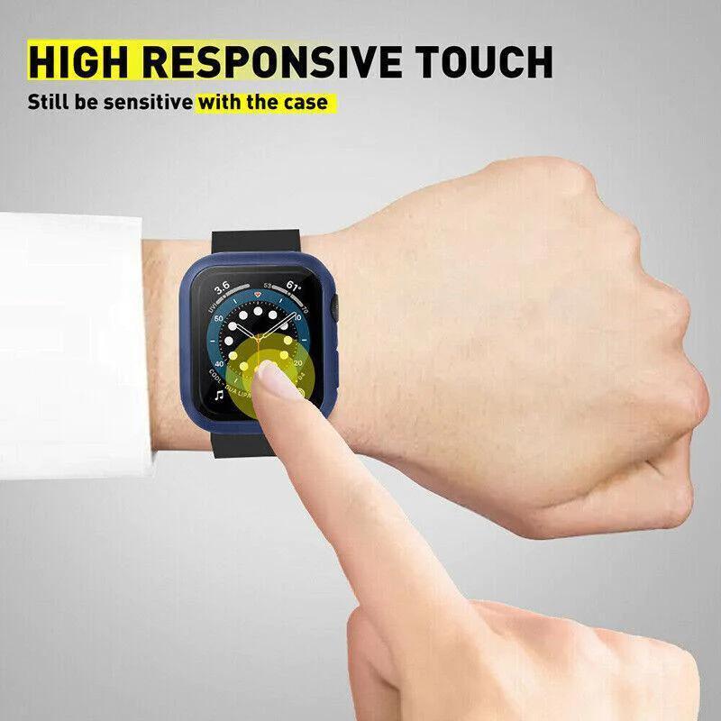 For Apple Watch iWatch Series SE 6 5 4 3 2 1 Case Full Glass Cover 40mm - Green