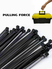 50X Cable Ties Zip Ties Nylon Uv Stabilised Black Cable Tie - 4.8*300mm