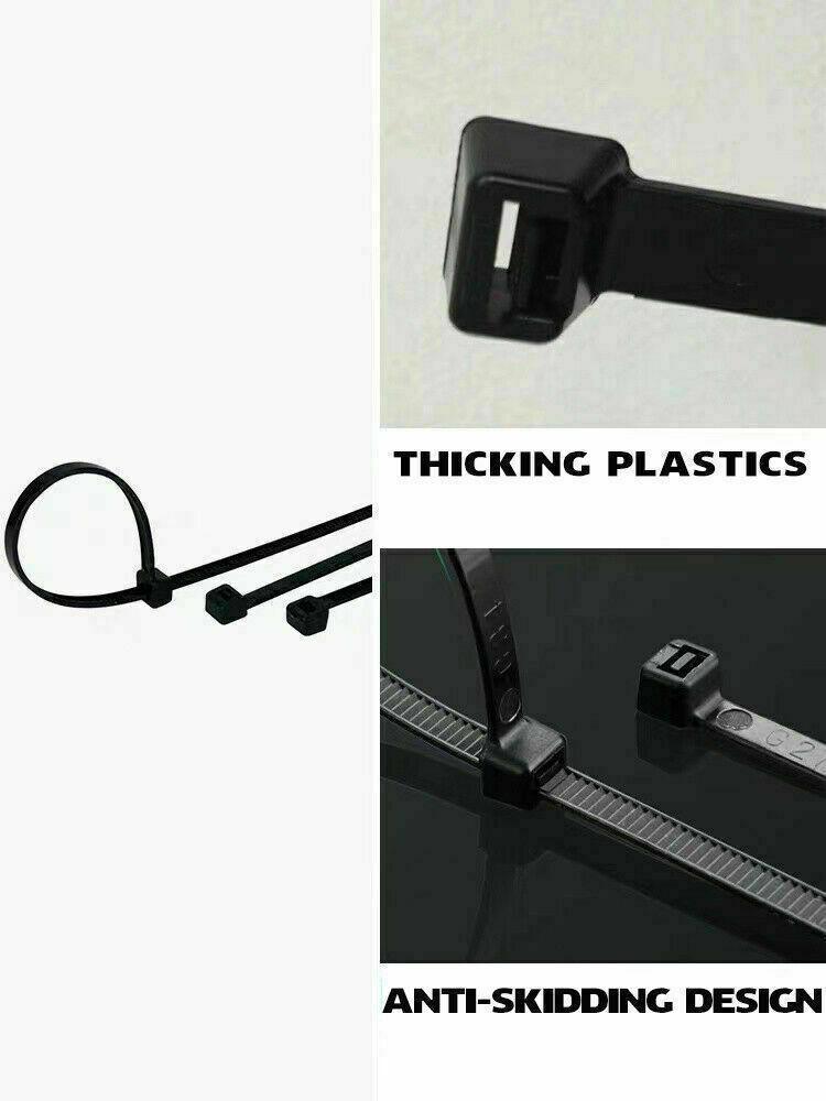 50X Cable Ties Zip Ties Nylon Uv Stabilised Black Cable Tie - 4.8*400mm