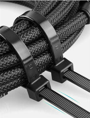 50X Cable Ties Zip Ties Nylon Uv Stabilised Black Cable Tie - 7.2*400mm