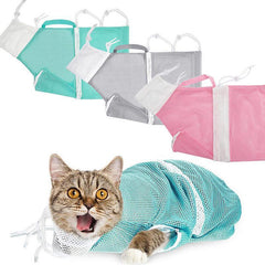Cat Supplies Washing Bags for Pet Bathing Nail Trimm Mesh Cat Grooming Bath Bag - Grey