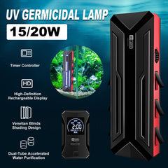 Fish Tank UV Germicidal Lamp for Water Purification Algae Sterilization Aquarium - 15W