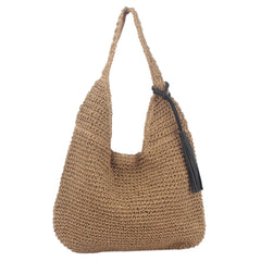 Large Capacity Fashion Woven Straw Shoulder Bag Simple Design for Everyday Use