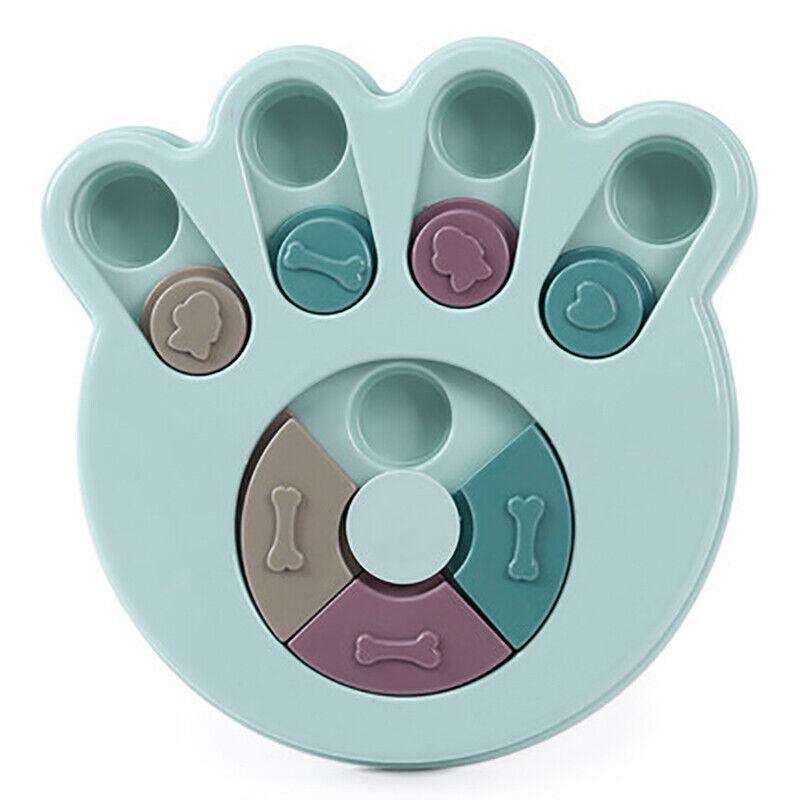Dog Treat Dispenser Food Puzzle Toy Interactive Training Feeder Pet Supply Bowl - Hexagon-Blue