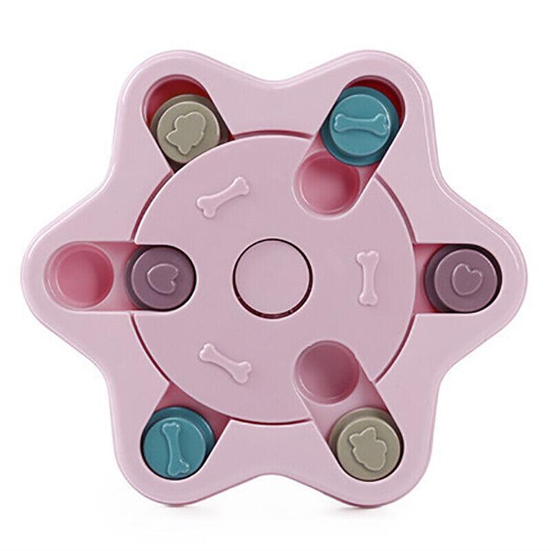 Dog Treat Dispenser Food Puzzle Toy Interactive Training Feeder Pet Supply Bowl - Hexagon-Pink