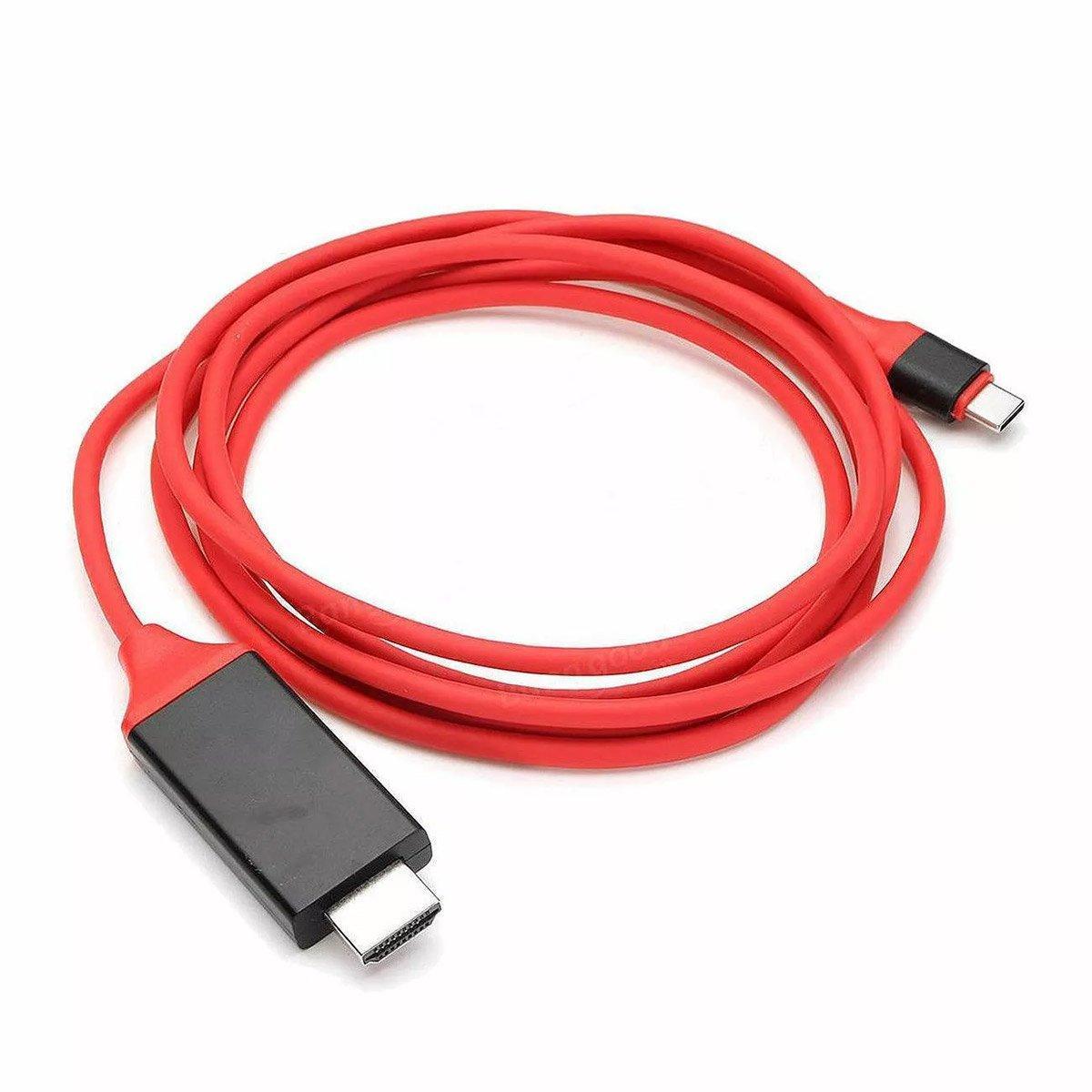 2M USB C Type-C to HDMI Digital TV Adapter Cable For Android Mobile Phone Tablet - Red