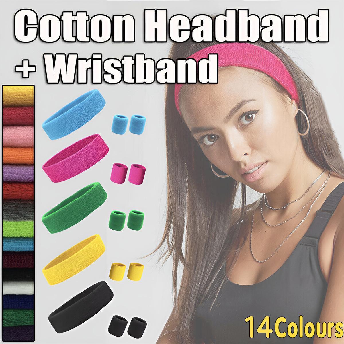 Wristbands Headband Sweatbands Sweat Band For Sport Tennis Badminton Yoga Cotton - Purple